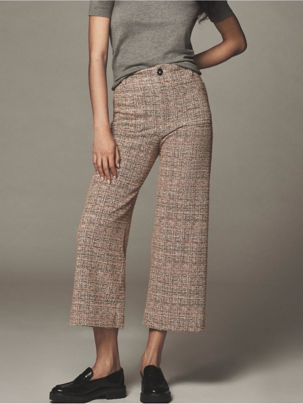Maeve Anthropologie Colette Tweed Crop Wide-Leg Pants